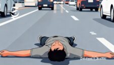 Ilustrasi pria tertabrak mobil di jalan raya - sukabumiheadline.com