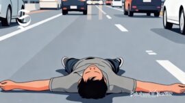 Ilustrasi pria tertabrak mobil di jalan raya - sukabumiheadline.com