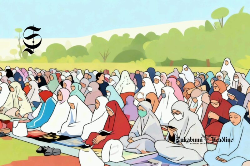 Ilustrasi shalat di lapangan - sukabumiheadline.com