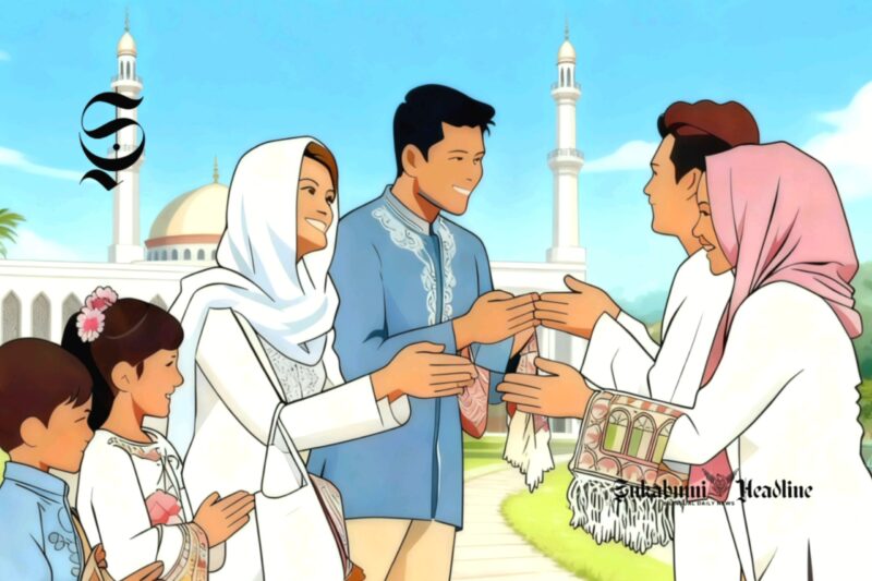 Ilustrasi tradisi saling bersalaman di Hari Raya Idul Fitri atau Lebaran - sukabumiheadline.com
