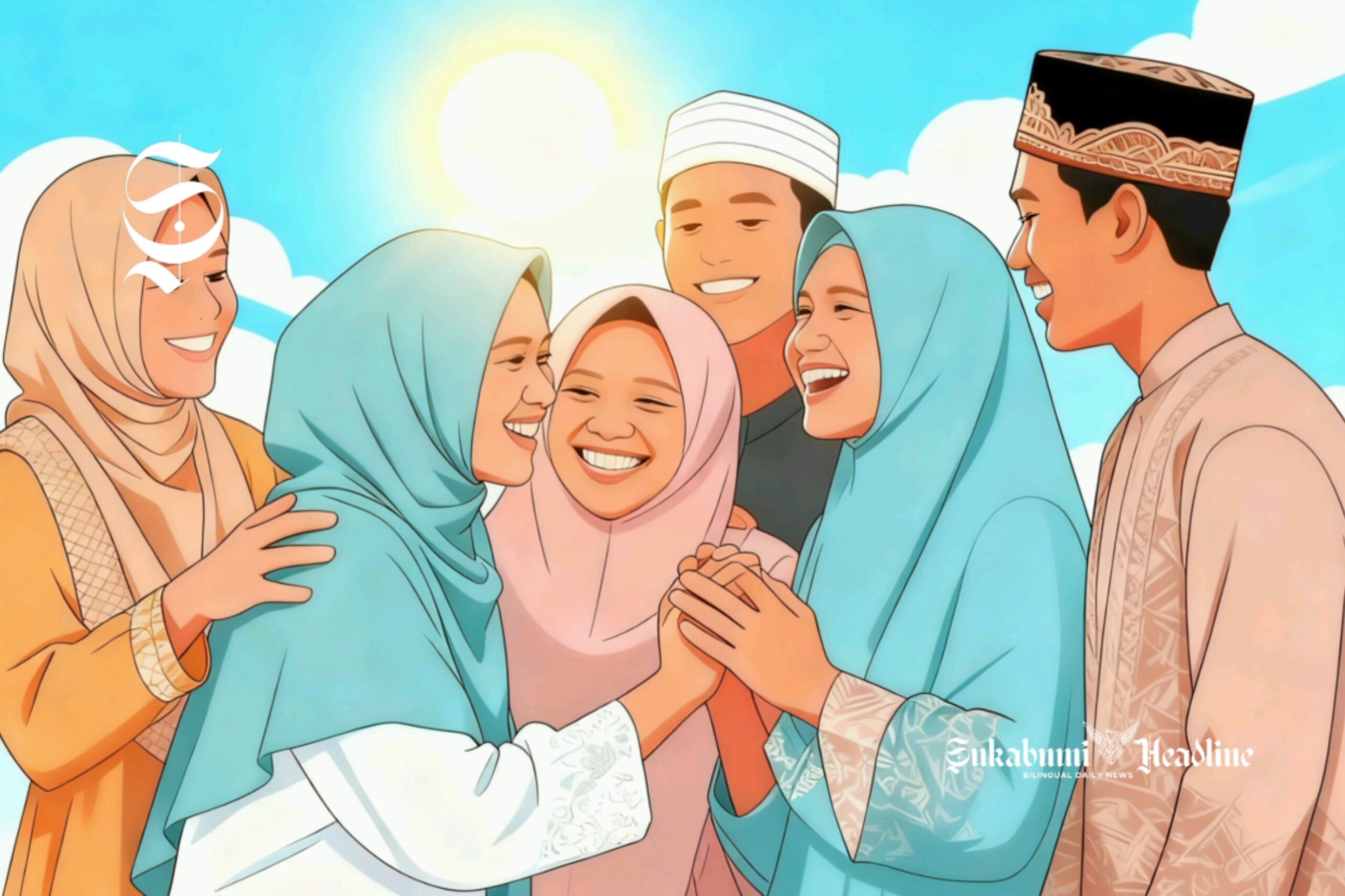 Ilustrasi umat Islam bercengkrama ceria - sukabumiheadline.com