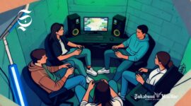 Ilustrasi warga main aplikasi kencan dan game di dalam bunker - sukabumiheadline.com