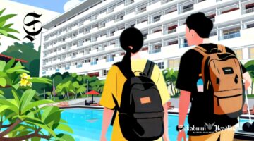 Ilustrasi wisatawan domestik berjalan menuju hotel - sukabumiheadline.com