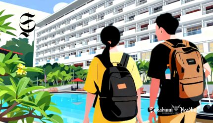 Ilustrasi wisatawan domestik berjalan menuju hotel - sukabumiheadline.com