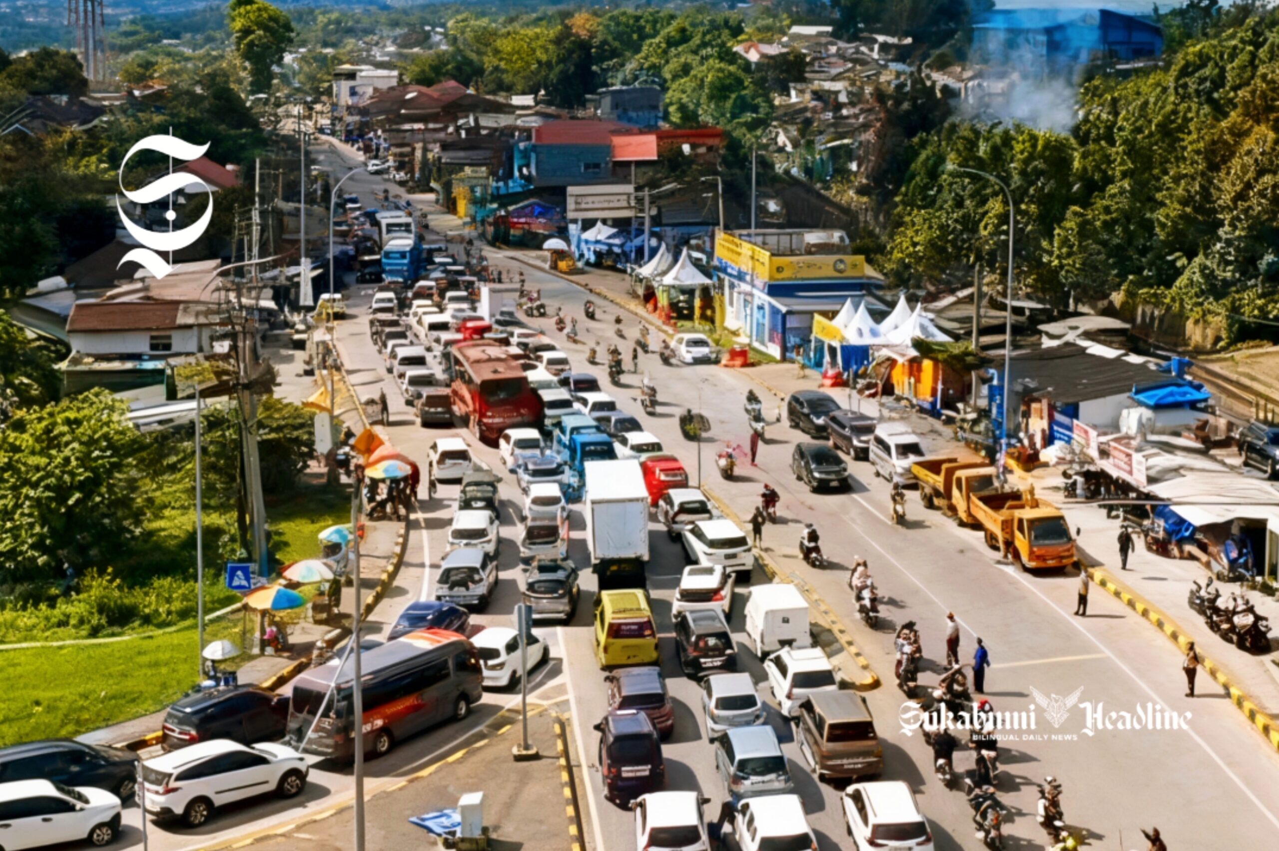 Macet siang malam Exit Toll Bocimi Seksi 2 Parungkuda Sukabumi didominasi nopol B dan F Bogor