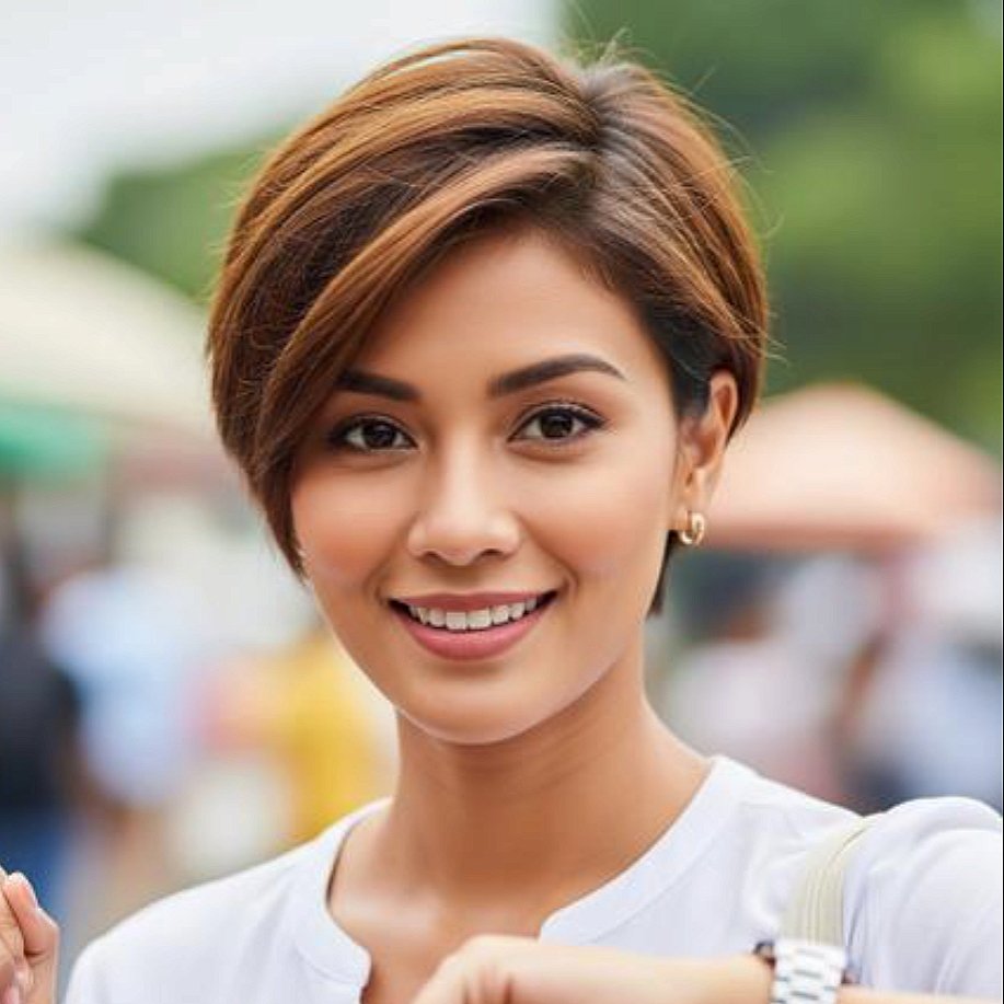 Model rambut Modern Bixie Cut - AI