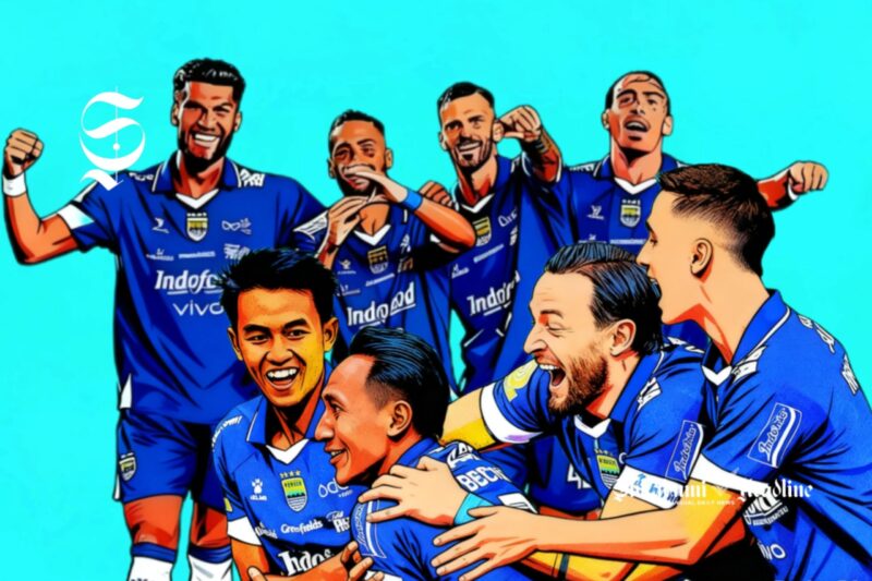 Pemain Persib Bandung melakukan selebrasi gol - Ilustrasi sukabumiheadline.com
