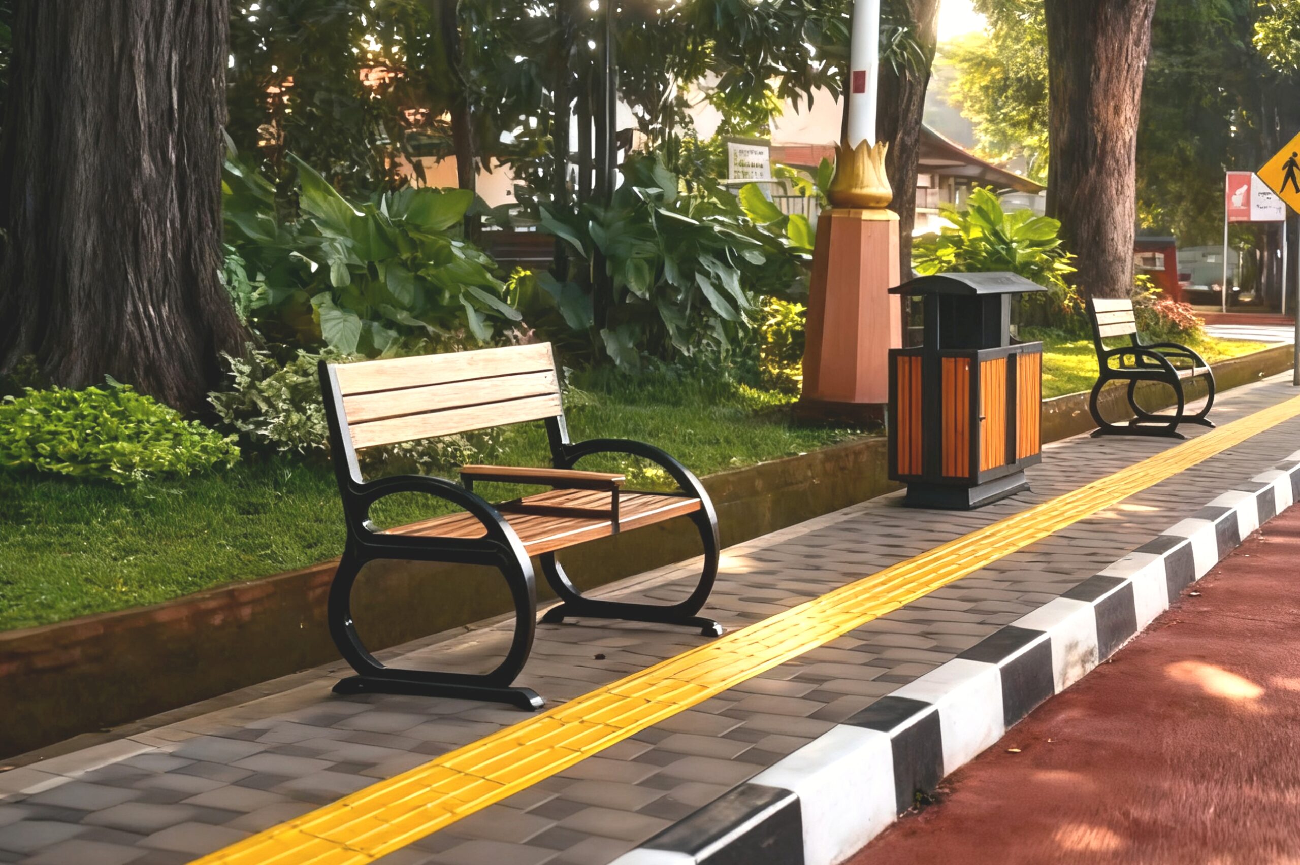 KDM: Bangun trotoar estetik di Jabar, istilah shelter ganti "pangiuhan" 1 Trotoar di Jalan Provinsi dilengkapi kursi taman - Ist