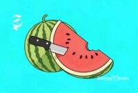 Ilustrasi buah semangka utuh dan dipotong - sukabumiheadline.com