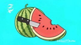 Ilustrasi buah semangka utuh dan dipotong - sukabumiheadline.com