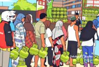 Ilustrasi masyarakat antre elpiji 3 kg - sukabumiheadline.com