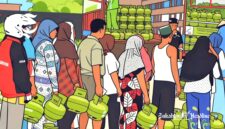 Ilustrasi masyarakat antre elpiji 3 kg - sukabumiheadline.com