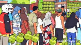 Ilustrasi masyarakat antre elpiji 3 kg - sukabumiheadline.com