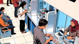 Ilustrasi nasabah mengambil tabungan di bank - sukabumiheadline.com