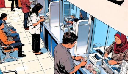 Ilustrasi nasabah mengambil tabungan di bank - sukabumiheadline.com