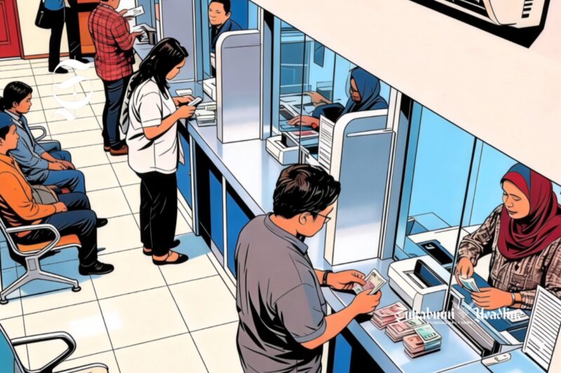 Ilustrasi nasabah mengambil tabungan di bank - sukabumiheadline.com