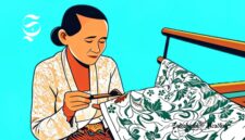 Ilustrasi perempuan sedang membatik - sukabumiheadline.com