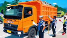 Ilustrasi petugas Dinas Perhubungan dan polisi razia truk ODOL - sukabumiheadline.com