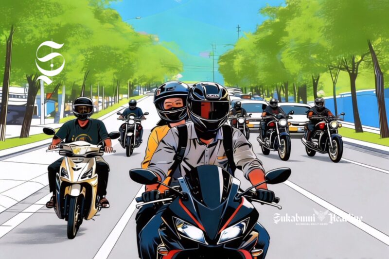 Ilustrasi pria dan wanita naik motor - sukabumiheadline.com