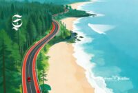 Ilustrasi ruas jalan di pesisir pantai - sukabumiheadline.com