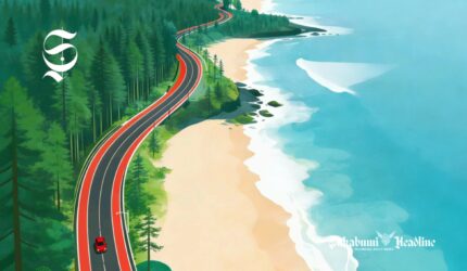 Ilustrasi ruas jalan di pesisir pantai - sukabumiheadline.com