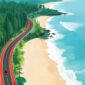 Ilustrasi ruas jalan di pesisir pantai - sukabumiheadline.com
