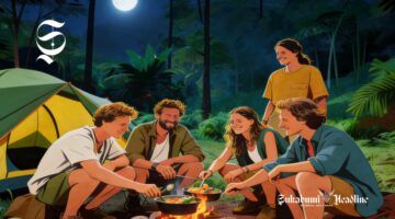 Ilustrasi wisatawan asing sedang kemping - sukabumiheadline.com