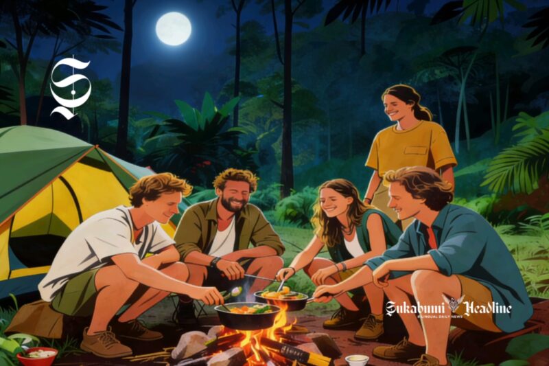 Ilustrasi wisatawan asing sedang kemping - sukabumiheadline.com