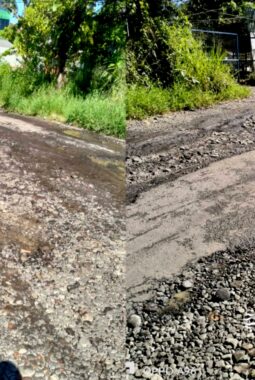 Jalan Kabupaten ke Jembatan Gantung Situ Gunung Sukabumi hancur