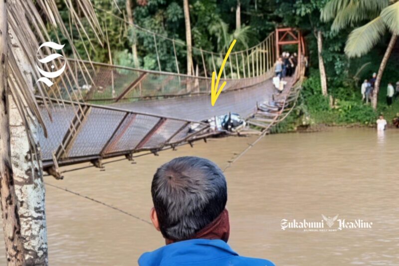 Jembatan gantung Tegalbuleud Sukabumi nyaris putus, pemotor jatuh ke sungai - Umar Syam