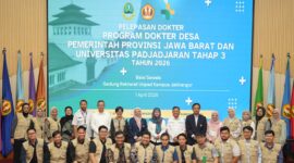 Pelepasan Program Dokter Desa ke Sejumlah Kabupaten di Jawa Barat Tahap 3 Tahun 2026 di Bale Sawala, Gedung Rektorat Unpad Jatinangor, Rabu (1/4/2026) - Media Unpad