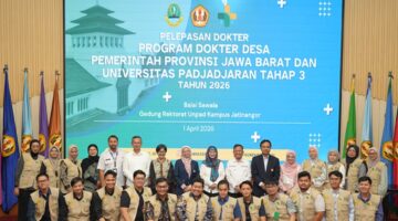 Pelepasan Program Dokter Desa ke Sejumlah Kabupaten di Jawa Barat Tahap 3 Tahun 2026 di Bale Sawala, Gedung Rektorat Unpad Jatinangor, Rabu (1/4/2026) - Media Unpad