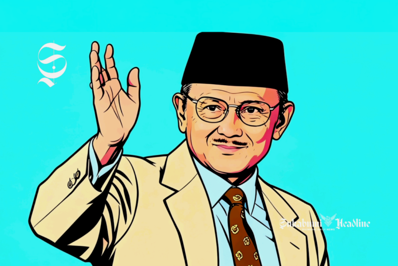 BJ Habibie, Presiden RI ke-2 - Ilustrasi sukabumiheadline.com