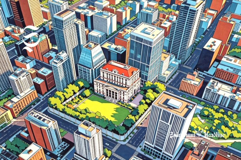 Ilustrasi bangunan milik pemerintah dikelilingi gedung-gedung bertingkat - sukabumiheadline.com