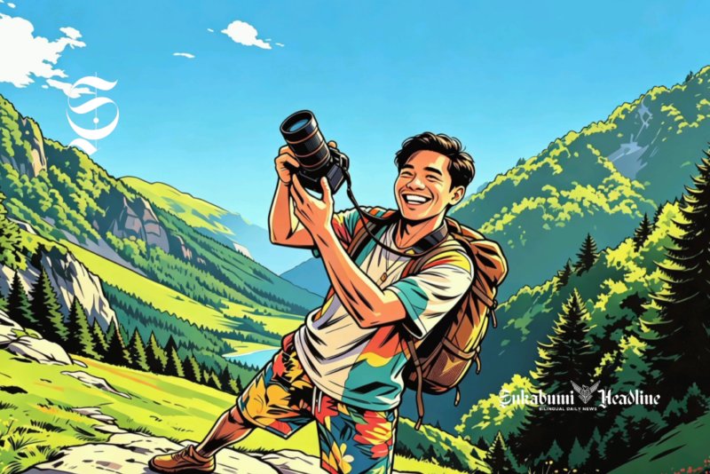 Ilustrasi content creator objek wisata - sukabumiheadline.com