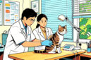 Ilustrasi dokter hewan di Puskeswan sedang memeriksa hewan peliharaan - sukabumiheadline.com