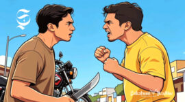 Ilustrasi dua pria bertengkar dengan menggunakan senjata tajam - sukabumiheadline.com