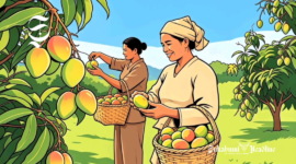 Ilustrasi memanen buah mangga - sukabumiheadline.com