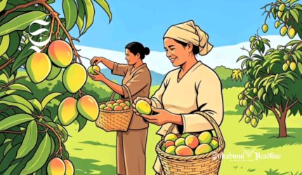 Ilustrasi memanen buah mangga - sukabumiheadline.com