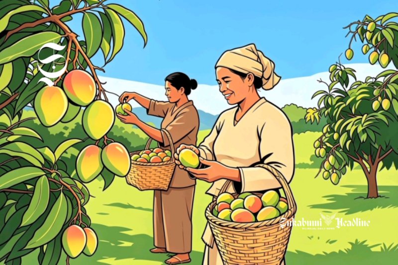 Ilustrasi memanen buah mangga - sukabumiheadline.com