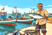 Ilustrasi nelayan memamerkan hasil tangkapan ikan tuna - sukabumiheadline.com