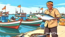Ilustrasi nelayan memamerkan hasil tangkapan ikan tuna - sukabumiheadline.com