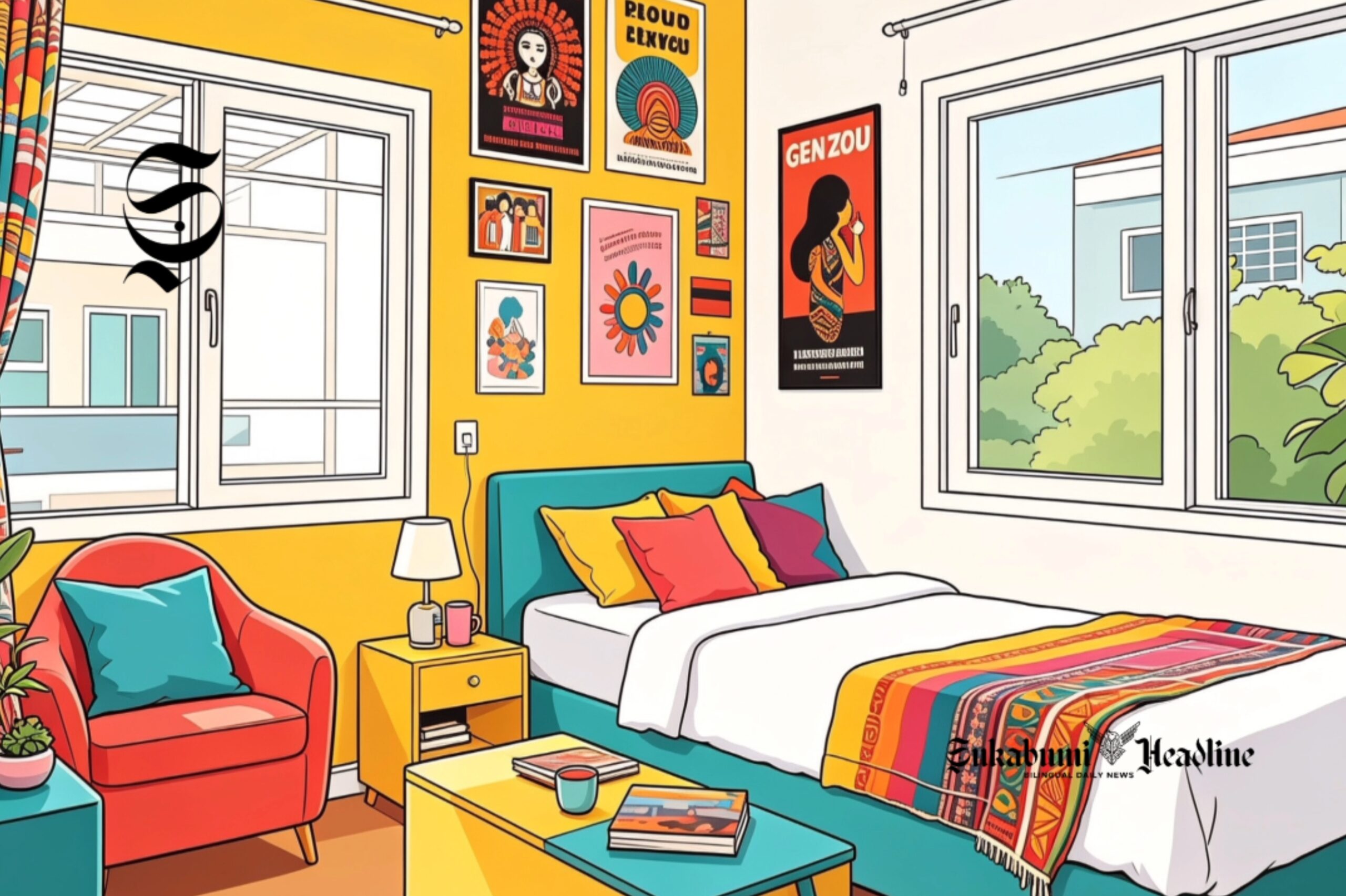 Ilustrasi penataan kamar kos Gen Z - sukabumiheadline.com