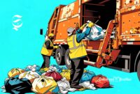 Ilustrasi petugas kebersihan sedang membuat sampah ke truk - sukabumiheadline.com
