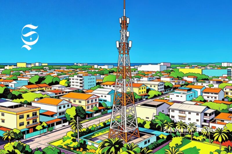 Ilustrasi tower telekomunikasi di tengah permukiman penduduk - sukabumiheadline.com