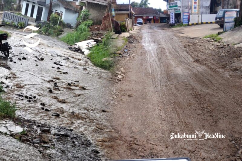 Jalan Kabupaten di Nyalindung Sukabumi rusak dan tanpa drainase - Mulyana