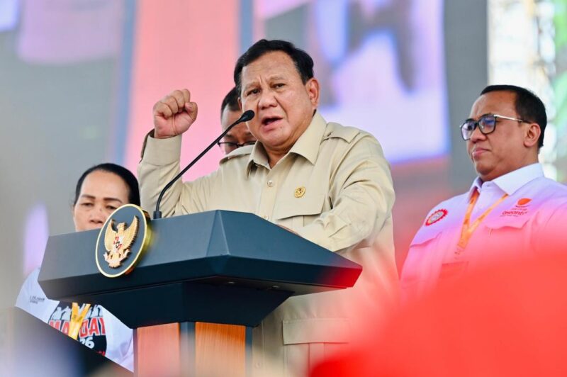Presiden Prabowo Subianto saat peringatan May Day 2026 - Kemenaker RI