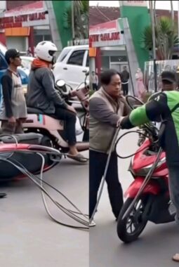 Rifaldi, biker Sukabumi terjungkal akibat kabel menjuntai ke jalan