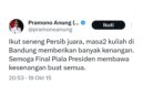 Twit Gubernur DKI Jakarta yang ikut senang Persib juara diungkit Bobotoh - Ist