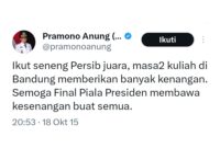 Twit Gubernur DKI Jakarta yang ikut senang Persib juara diungkit Bobotoh - Ist